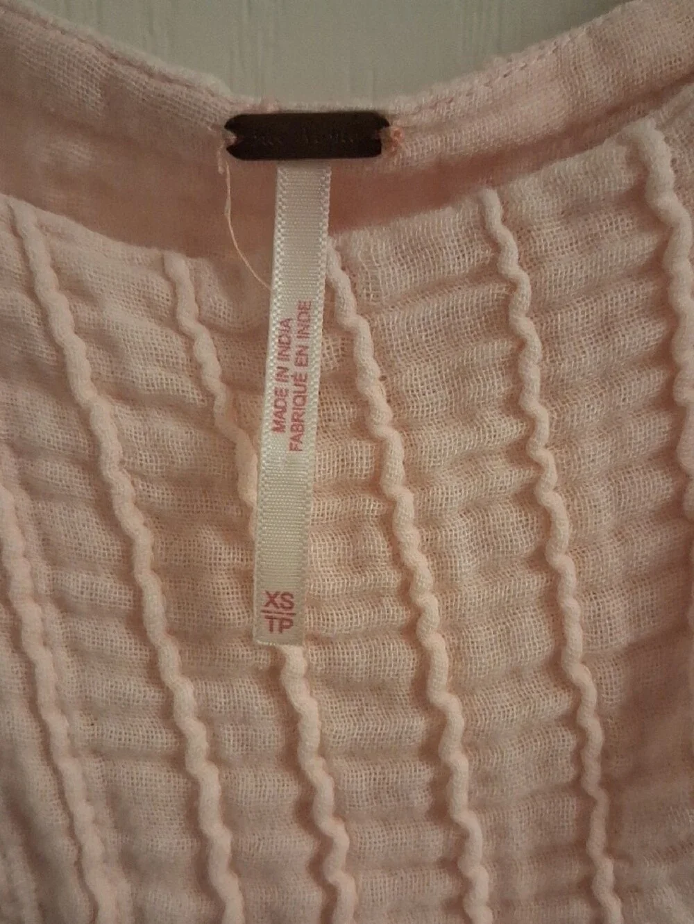 Free People Gauzy Tiered Peasant Tunic in Pale Pink